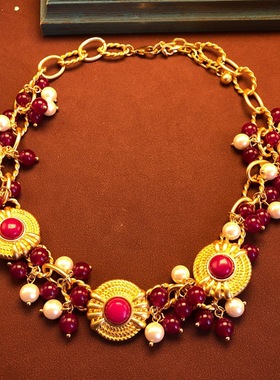 欧玛拉合金圆珠链欧美复古项链