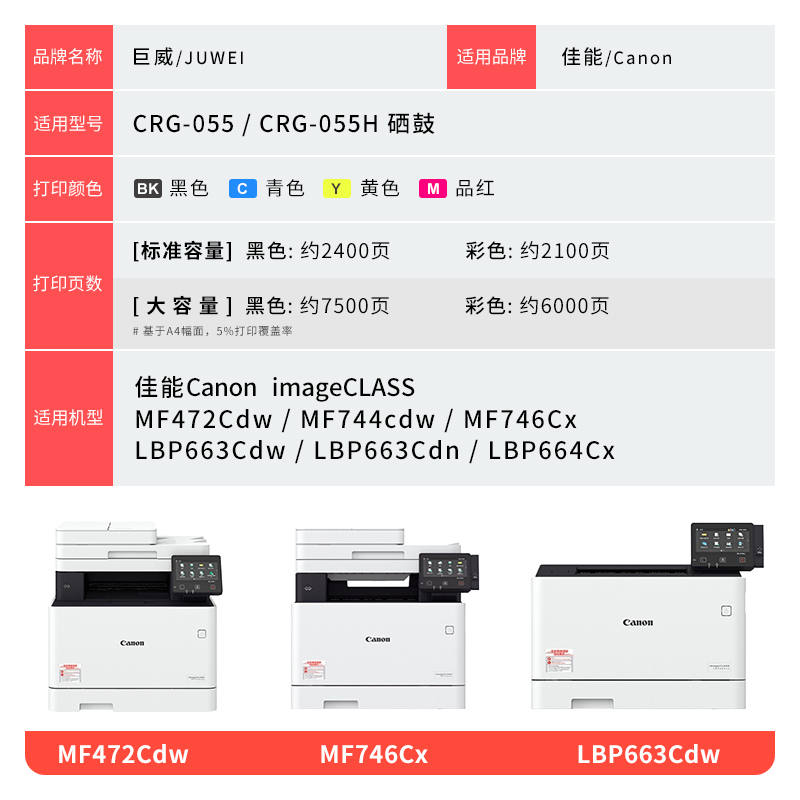 [带芯片]适用原装佳能MF742Cdw硒鼓CRG055 LBP663Cdw/Cdn墨盒MF744cdw MF746Cx晒鼓LBP664Cx碳粉盒imageCLASS-图3