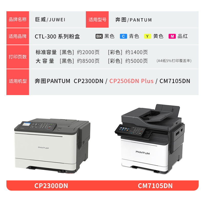 适用奔图CP2506DN Plus粉盒CP2300DN墨盒PANTUM CM7105DN打印机硒鼓CTL-300HK碳粉盒成像鼓感光鼓组件显影仓 - 图3