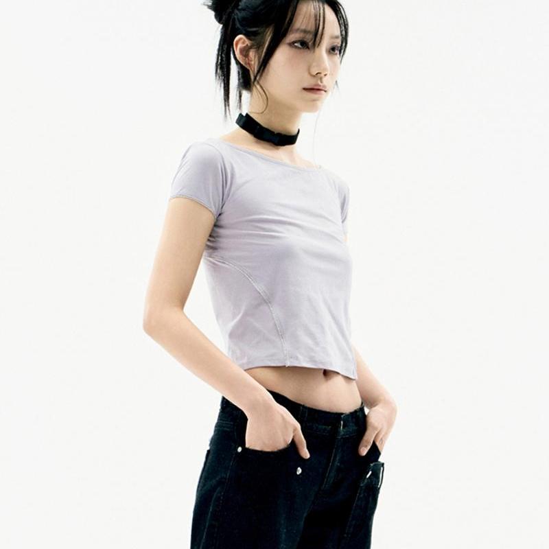 现货OJOS 25春夏新品蕾丝拼接短袖T恤韩国代购 - 图1