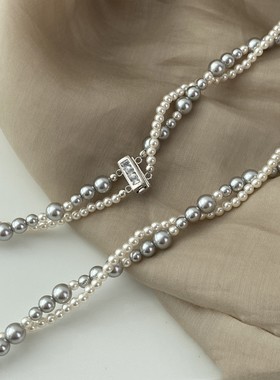 项链锁骨链珍珠纯手工制作施家