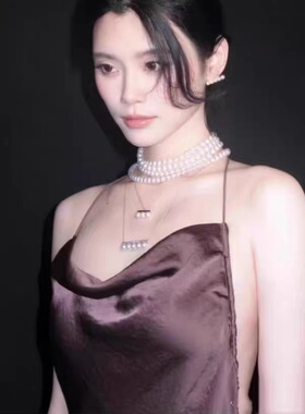 18k金专属一证一物 t家平衡木五珠海水珍珠项链蔡徐坤周也款时尚