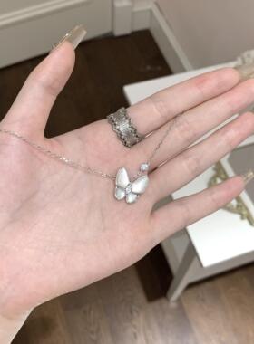 天然白贝~贝母蝴蝶项链