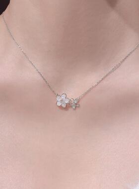 「浪漫樱花」纯银s999项链女轻奢小众设计感锁骨链送女友生日礼物