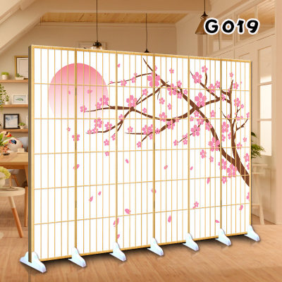 日式仿木格子屏风和风樱花摄影布景客厅玄关折屏日本古风实木隔断 虎窝淘