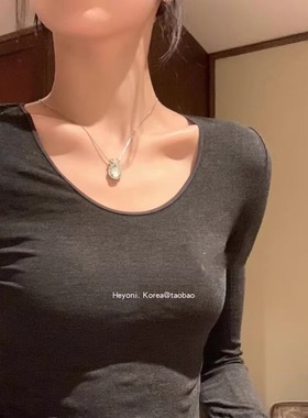 韩国小众高级蝴蝶结玉髓项链吊坠