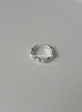 WISHGOOGOO玫瑰花朵戒指女ins韩版简约925纯银日常通勤开口戒