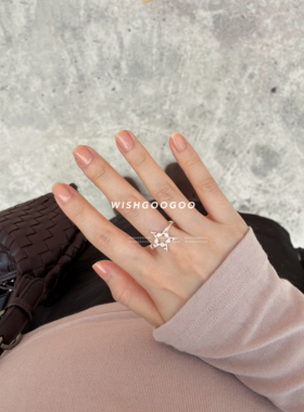 WISHGOOGOO音符五角星镂空戒指女ins韩系小众设计925纯银星星指环