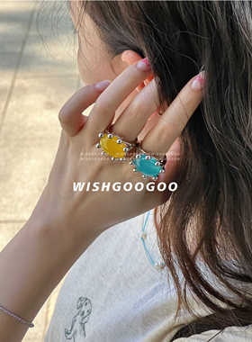 WISHGOOGOO树脂ins彩色糖果戒指