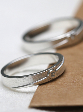 个性定制999纯银情侣名字戒指