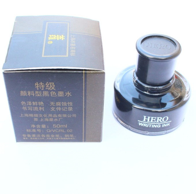 包邮正品HERO/英雄440纯黑色钢笔墨水/非碳素钢笔水50ml-图1