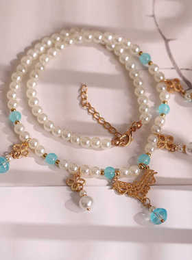 汉服璎珞项链女清新吊坠宋制坦领儿童仙气配饰项链古风饰品软璎珞