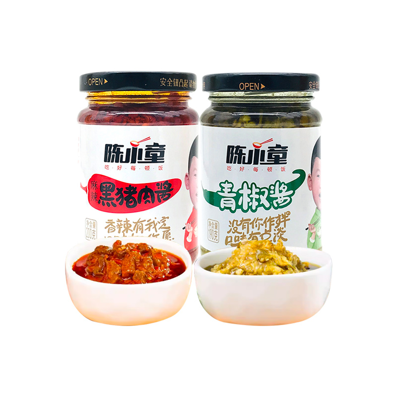 裸价临期 陈小童 黑猪肉酱青椒酱190g-200g麻辣味拌饭拌面食品