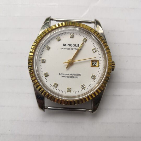 Old stock Peacock brand automatic calendar watch 33 diamonds