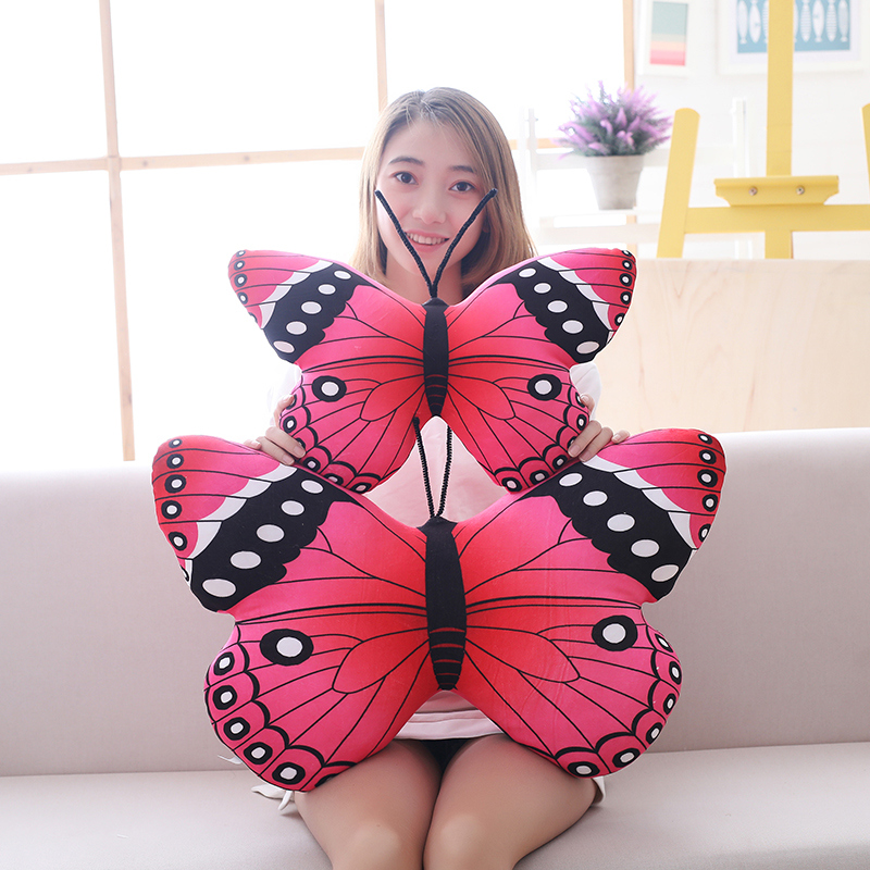 仿真蝴蝶抱枕靠垫毛绒玩具布娃娃玩偶昆虫创意沙发靠枕床头靠背女