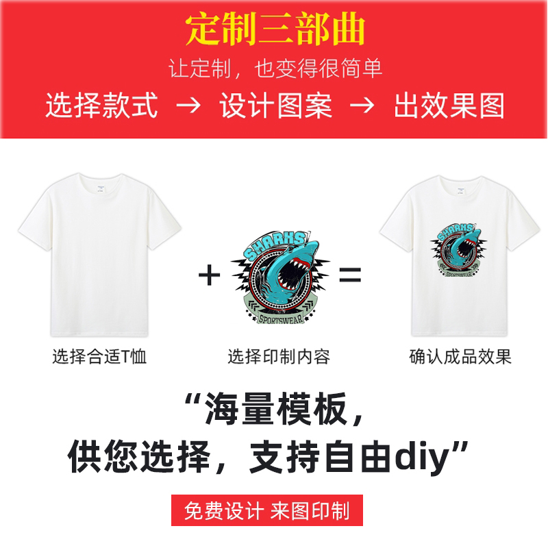 定制T恤印照片班服文化衫衣服来图定做情侣图案diy短袖印图字logo