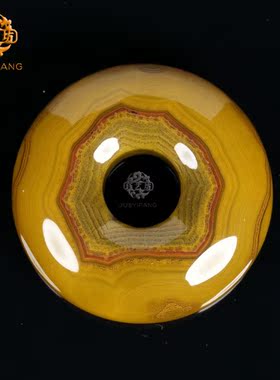 珏艺坊宣化战国红精品鸡油黄缠丝同料成对平安扣环璧 KD3451