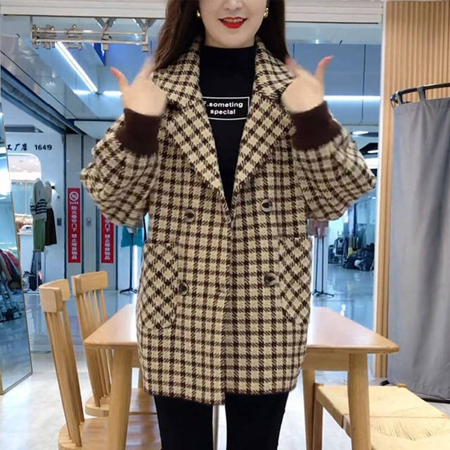 Woolen retro Korean style fashionable loose coat autumn and winter