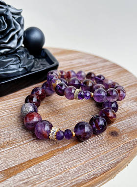 天然紫幽灵手链紫色天使羽翼