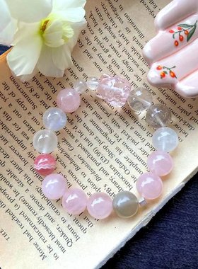 天然粉晶手链桃花爱恋转运珠