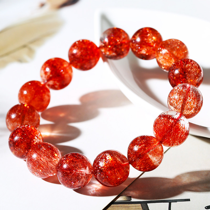 珍藏级玫瑰金天然金草莓晶手链女超七草莓晶手串单珠散珠多圈水晶,淘宝优惠券,粉丝福利购,淘宝优惠卷