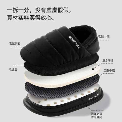 包跟棉拖鞋男冬季家用家居防滑保暖加绒厚底外穿月子棉鞋女冬季 - 图3