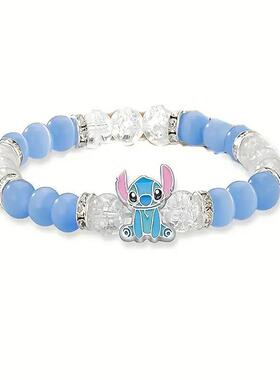 爆款新品蓝色史迪奇编织手链卡通动漫手饰手工编制手绳