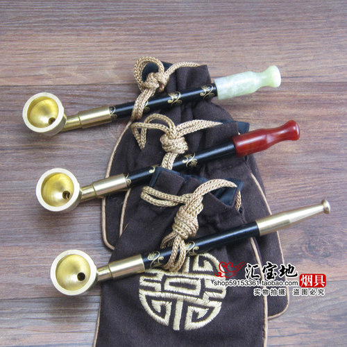 手工老式烟斗旱烟袋锅子玉石玛瑙烟嘴旱烟杆复古老人烟袋锅 大锅 - 图3