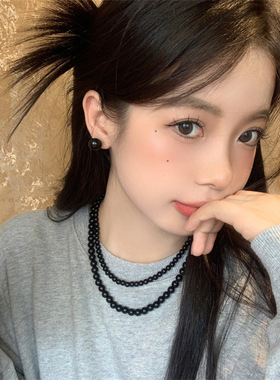 2023年新款简约时尚串珠项链女小众设计轻奢卫衣链高级感配饰