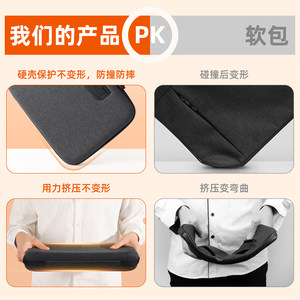 派凡带支架硬壳电脑包笔记本手提平板ipad收纳防震摔内胆14寸1615适用苹果macbook13商务通勤保护套二合一男