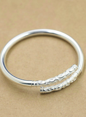 个性百搭简约设计S925纯银定海神针孙悟空金箍棒手镯情侣手环礼物