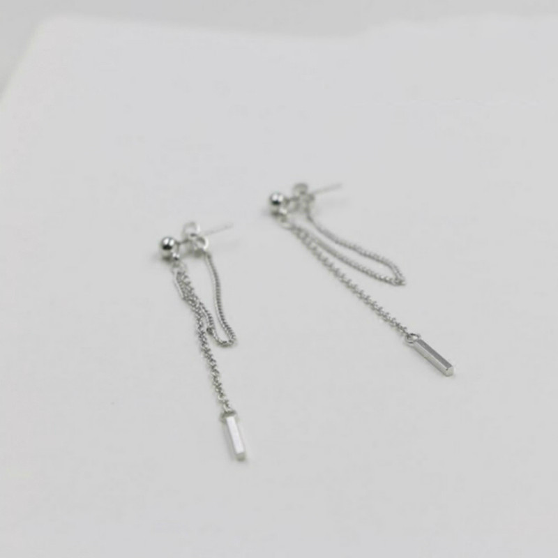原创简约设计S925纯银耳饰品气质双层耳线长款耳坠女超仙流苏百搭 - 图2