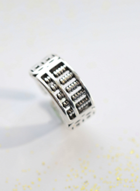 纯银创意算盘戒指招财进宝饰品