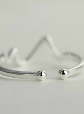 日韩百搭闪电心跳可调节波浪戒指