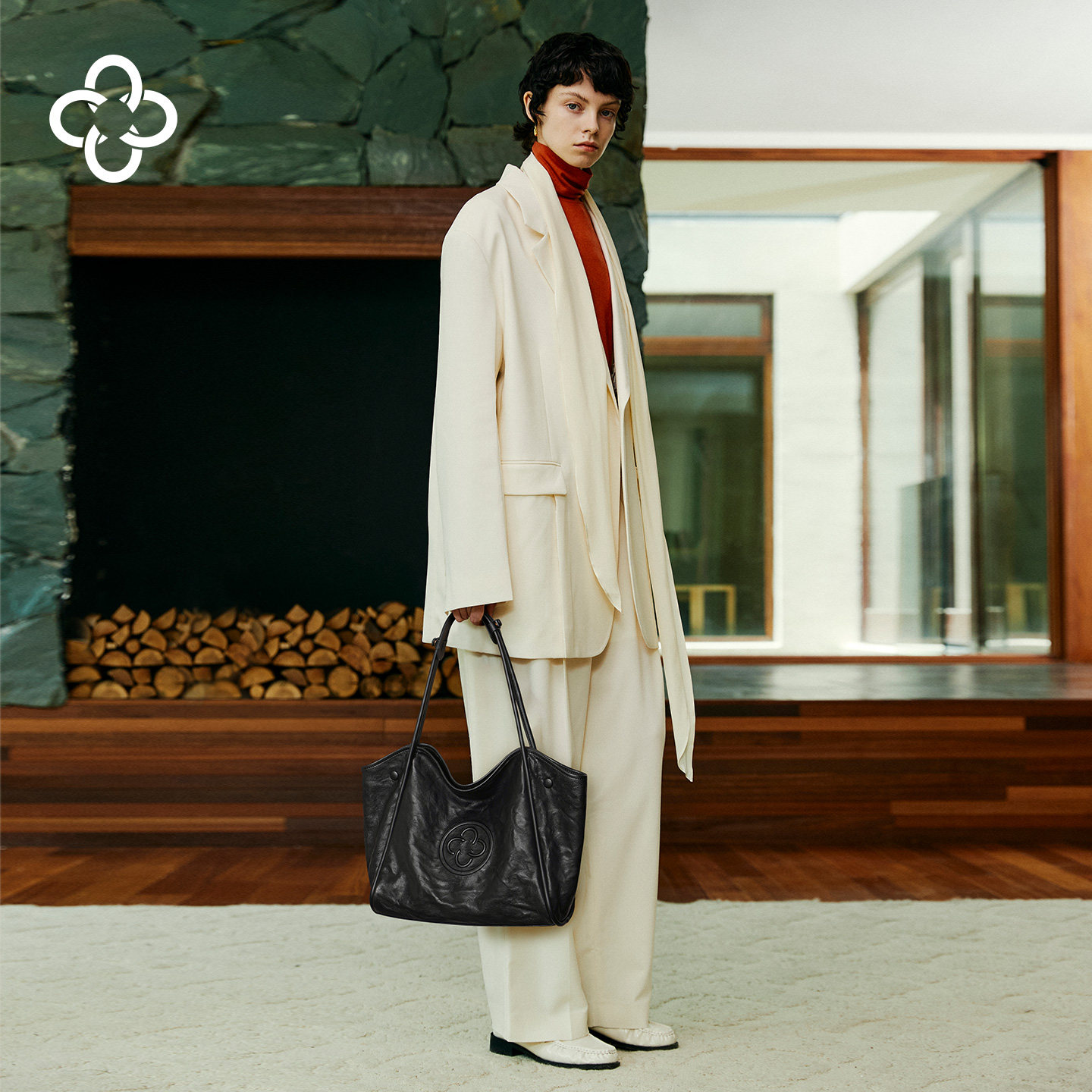 意大利进口羊皮卡思乐托特包2026新款高级黑通勤大容量单肩女包M,淘宝优惠券,粉丝福利购,淘宝优惠卷