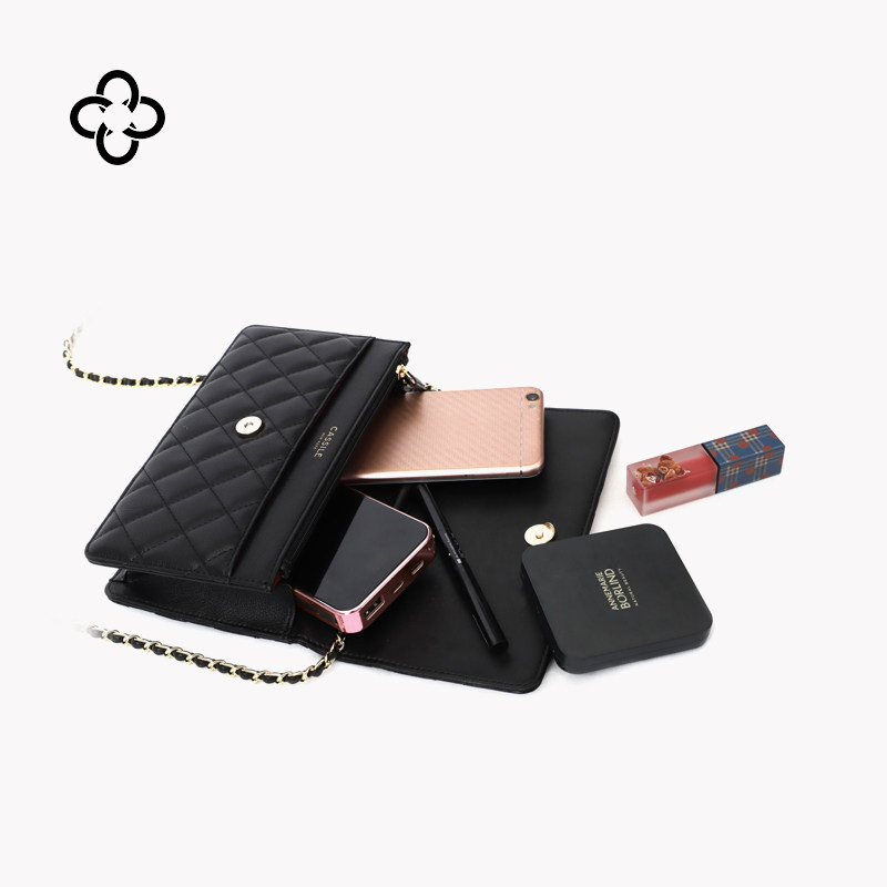 卡思乐2020新款潮真皮菱格链条包包 cassile卡思乐女士包袋