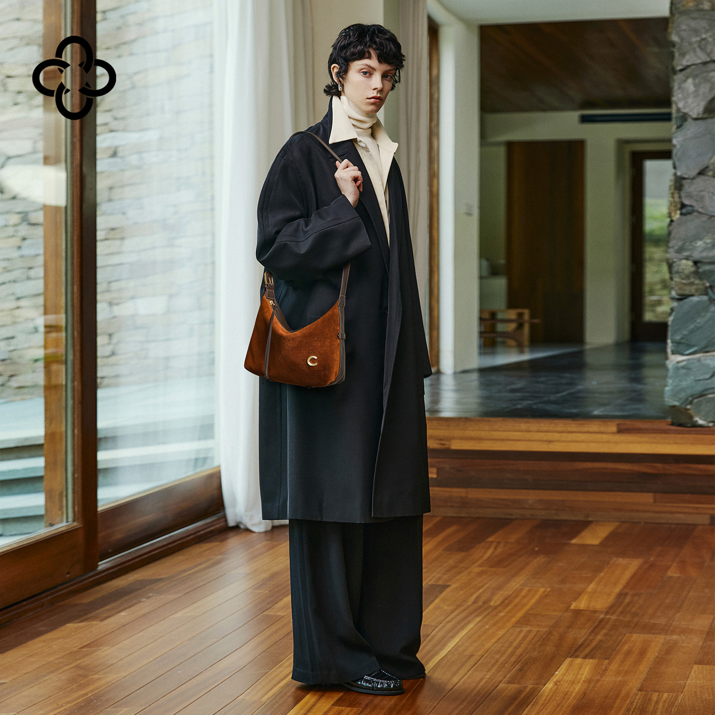 CASSILE卡思乐绒面饺子包2025秋冬新款复古羊皮绒面单肩腋下女包 - 图2