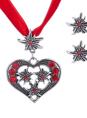 啤酒节雪绒花项链女爱心镶钻套装