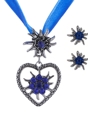 欧美啤酒节雪绒花项链女爱心吊坠