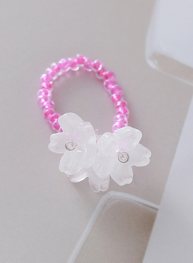 夏日清新甜美花朵透明珠子戒指