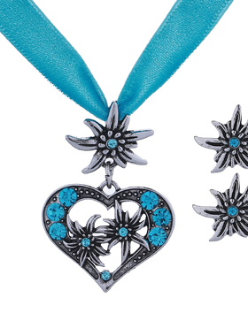 啤酒节轻奢雪绒花项链爱心套装