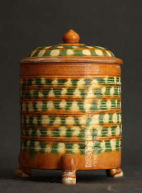 唐三彩釉粮仓仿古陶器博古架收藏