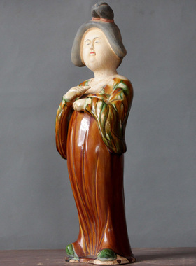 仿古风洛阳唐三彩胖妞饰件陶俑