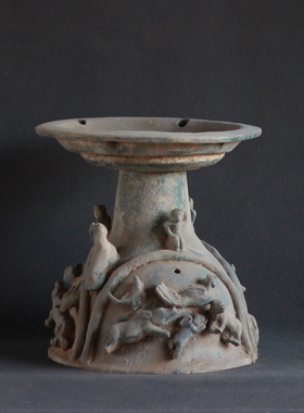 唐三彩陶瓷烛台摆件汉绿釉灯台仿古陶瓷办公室装饰商务开业礼品