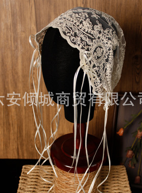 复古蕾丝帽纱民国风包头帽法式新娘头饰外景拍摄造型结婚礼服配饰