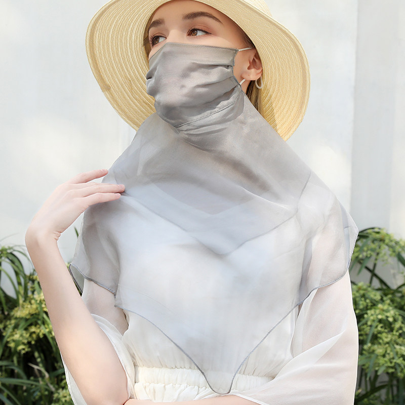 夏季防晒护颈一体口罩带围脖挂耳 桑蝶服饰围巾/丝巾/披肩
