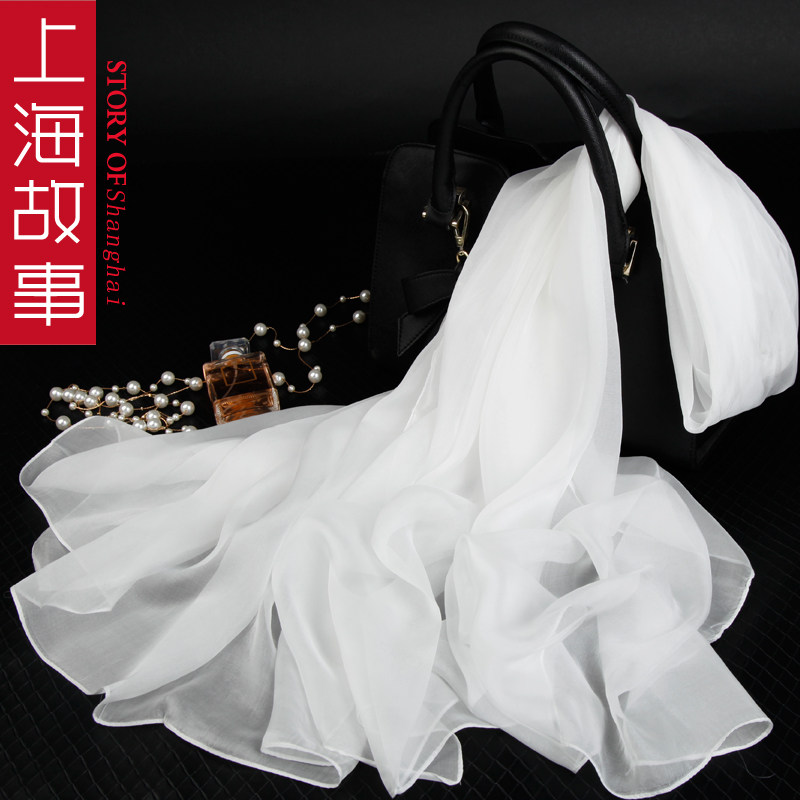 上海故事春秋季纯色百搭桑蚕丝丝巾 桑蝶服饰围巾/丝巾/披肩