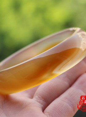 蜜糖色黄玉髓同料平安扣玛瑙手镯