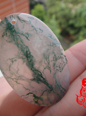 水草玛瑙椭圆形挂绳无事牌包邮
