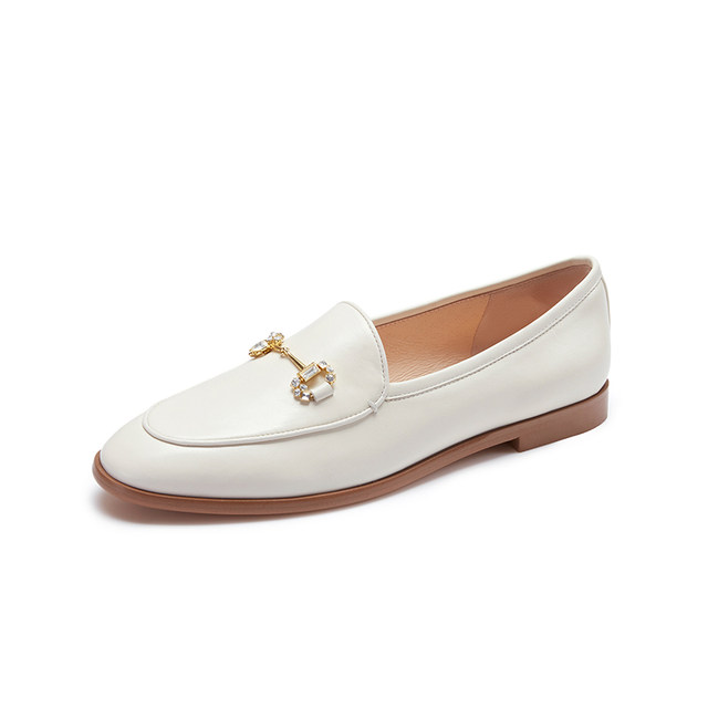 Laersdan fashionable diamond buckle low heel loafers for women